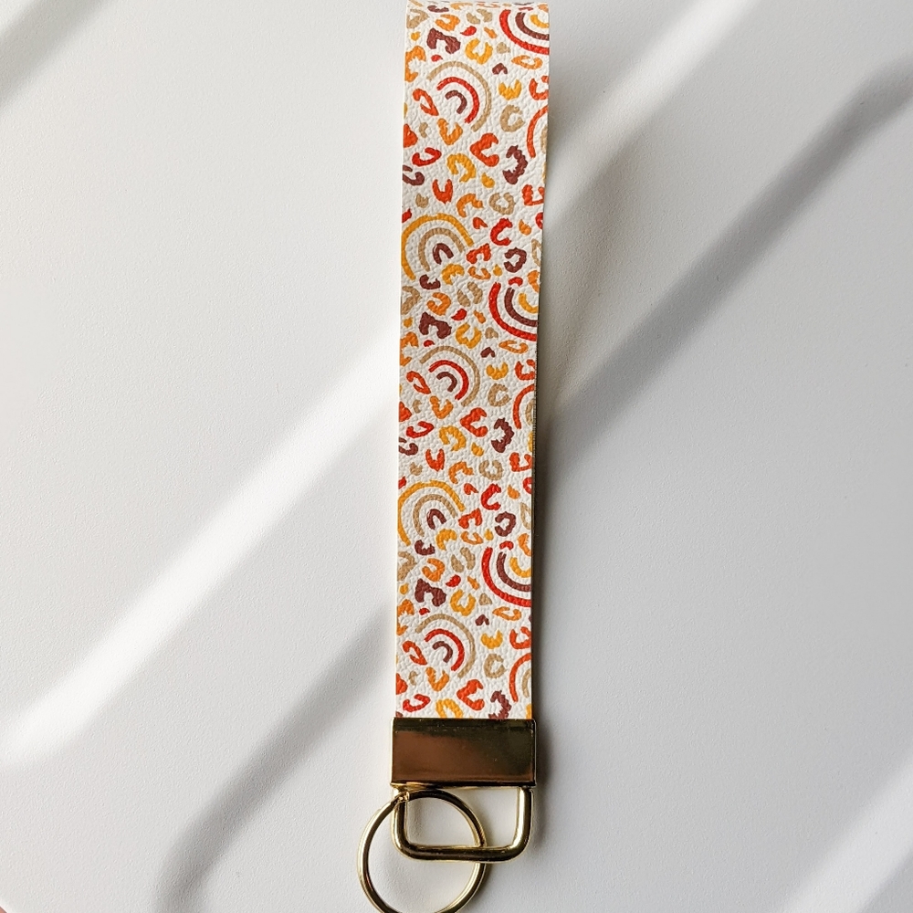 Cheetah Rainbow Wristlet Keychain
